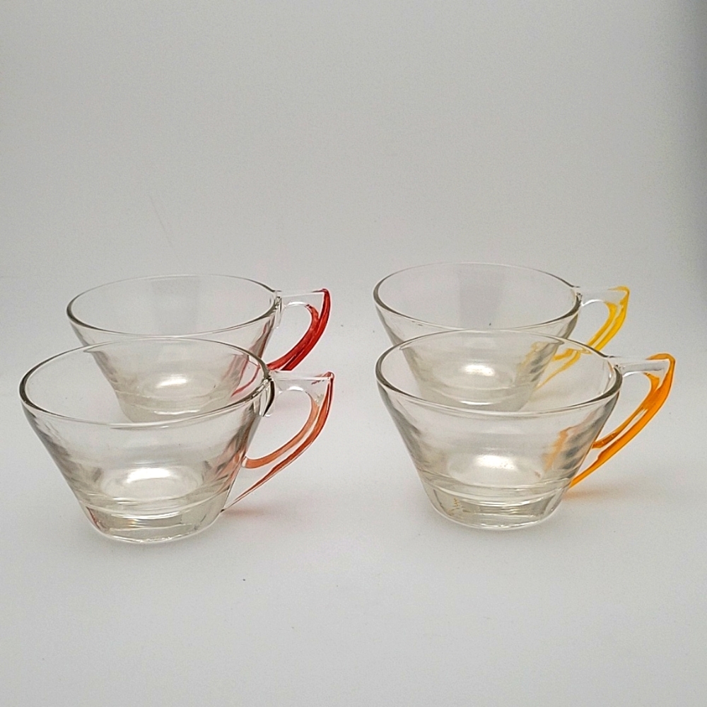 Hazel Atlas Gay Fad Painted Handle Cups- Four